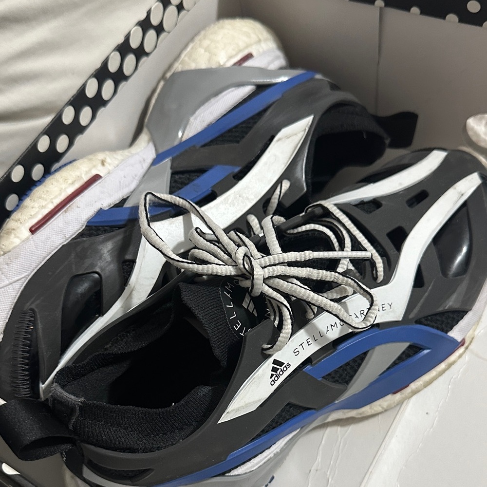 Adidas by Stella McCartney Black White and Blue Performance Sneakers
